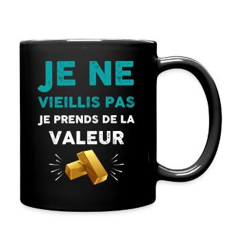Humour homme et femme valeur or - Mug uni - noir - Droite