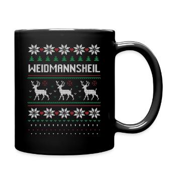 Jäger Weihnachten Geschenk Hirsch Weidmannsheil - Tasse einfarbig - Schwarz - Rechts