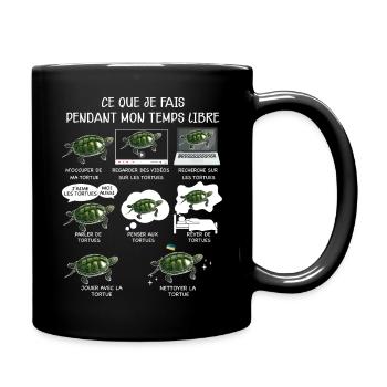 Tortue idée cadeau drôle passion - Mug uni - noir - Droite