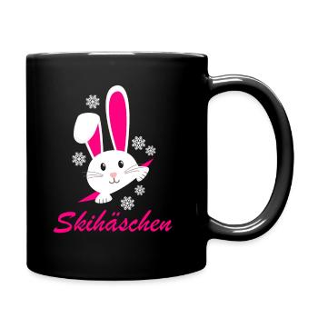 Skihäschen Skihaserl Damen Ski Design - Tasse einfarbig - Schwarz - Rechts