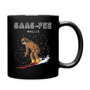 Saas Fee Wallis Schweiz Retro Ski Snowboard - Tasse einfarbig - Schwarz - Rechts
