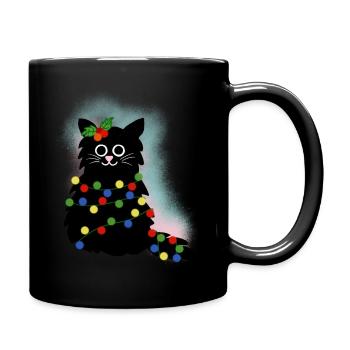 Chat de Noël - Mug uni - noir - Droite