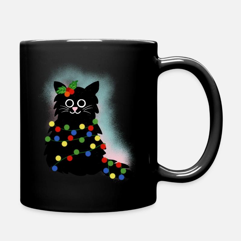 Weihnachts Katze - Tasse einfarbig - Schwarz