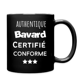 Authentique bavard certifié conforme humour - Mug uni - noir - Droite