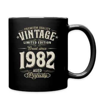1982 Jahrgang geboren Vintage GeburtstagGeschenk - Tasse einfarbig - Schwarz - Rechts