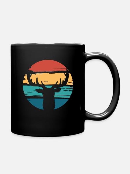 Hirschkopf Hirsch Hirschgeweih Hirschjäger - Tasse einfarbig - Schwarz