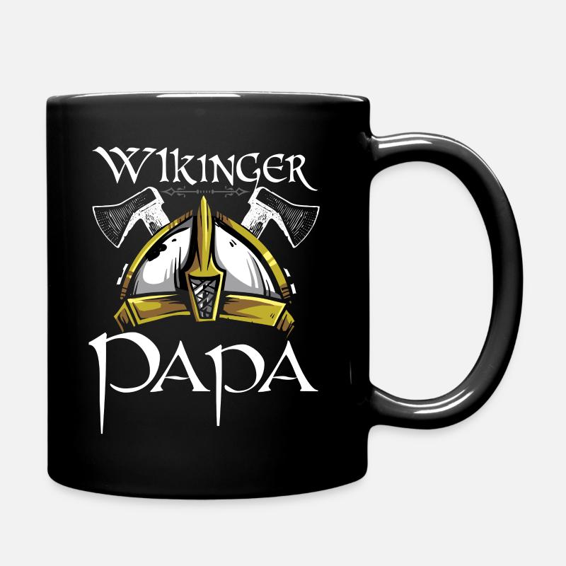 Wikinger Papa Helm Vater Dad Odin Myolnir Vikinger - Tasse einfarbig - Schwarz