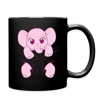 Baby Elefant tragen rosa Elefantenbaby Babyelefant - Tasse einfarbig - Schwarz - Rechts