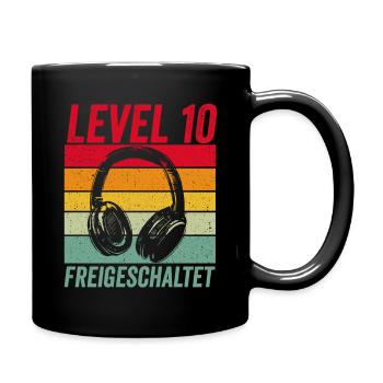 Level 10 Unlocked 10. Geburtstag 10 Jahre Gamer - Tasse einfarbig - Schwarz - Rechts