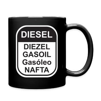 Diesel Aufkleber (in verschiedenen Sprachen) - Tasse einfarbig - Schwarz - Rechts