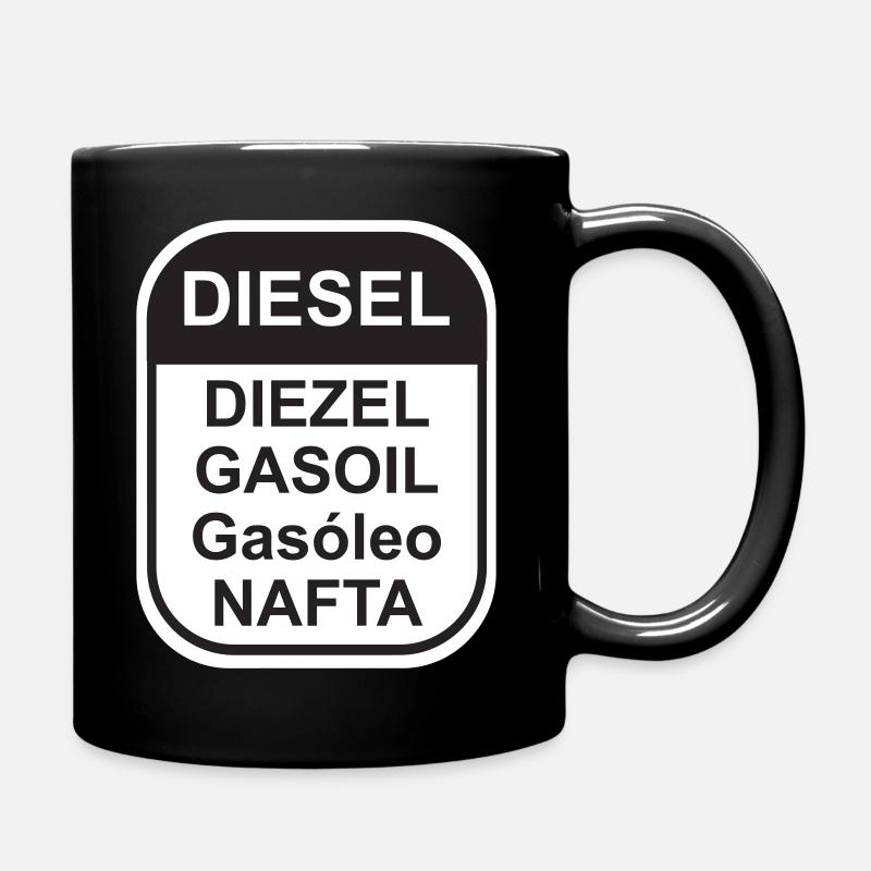 Diesel Aufkleber (in verschiedenen Sprachen) - Tasse einfarbig - Schwarz