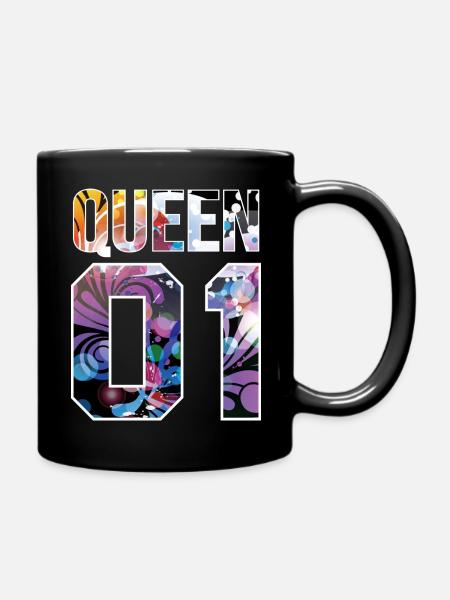 King Queen - Queen modernes Blumenmuster - Tasse einfarbig - Schwarz