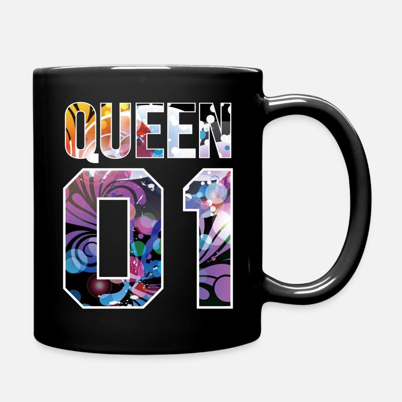King Queen - Queen modernes Blumenmuster - Tasse einfarbig - Schwarz