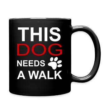 Dog Walk Hundepfote Gift - Tasse einfarbig - Schwarz - Rechts