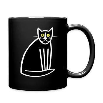 Cat Portrait Black Left - Full Colour Mug - black - Right