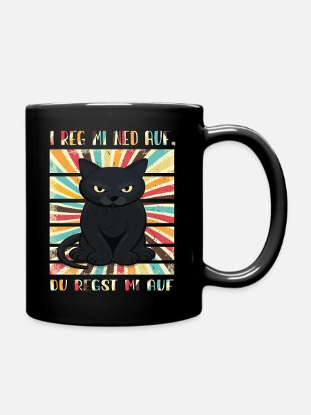 Ich rege mich nicht auf Katzen - Tasse einfarbig - Schwarz
