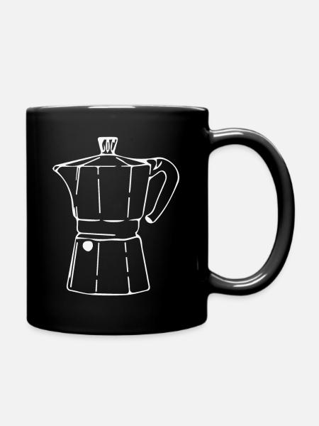 Mokka, Moka Espressokocher, Kaffee - Tasse einfarbig - Schwarz