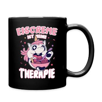 Eiscreme ist meine Therapie - Eiscreme Einhorn - Tasse einfarbig - Schwarz - Rechts