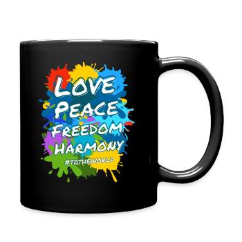 Love peace freedom and harmony to the world - Tasse einfarbig - Schwarz - Rechts
