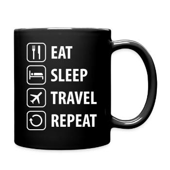 Eat Sleep Travel Repeat - Full Colour Mug - black - Right