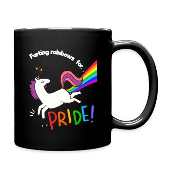 Drôle de licorne arc-en-ciel de la gay pride - Mug uni - noir - Droite