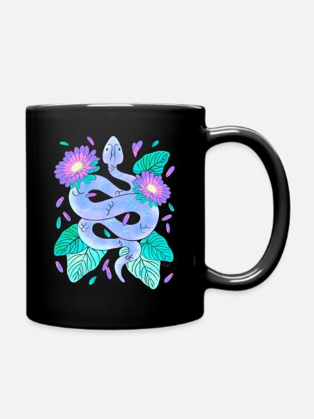 Floral Snake Medicine Purple - Full Colour Mug - black