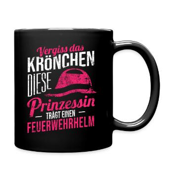 Feuerwehr Frau - Tasse einfarbig - Schwarz - Rechts