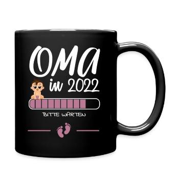 Oma in 2022 Bitte warten Schwangerschaft Verkünden - Tasse einfarbig - Schwarz - Rechts