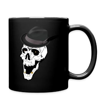 Tête morte avec un design drôle de chapeau - Mug uni - noir - Droite