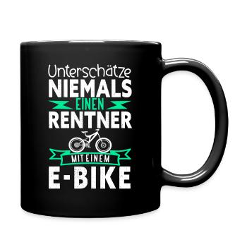 Unterschätze niemals einen Rentner mit einem Ebike - Tasse einfarbig - Schwarz - Rechts