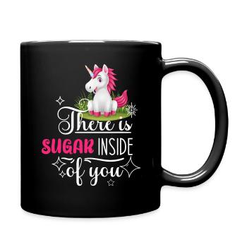 Zuckersüss Spruch Mädchen Pink Einhorn - Tasse einfarbig - Schwarz - Rechts