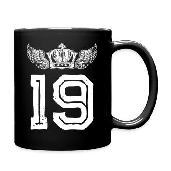 19 Zahl Krone - Tasse einfarbig - Schwarz - Rechts
