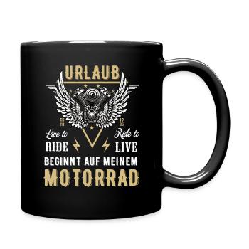 Motorrad Biker Motorradfahrer Bike Motor Rentner - Tasse einfarbig - Schwarz - Rechts
