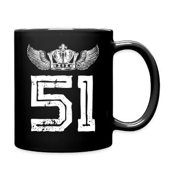 51 Zahl Krone - Tasse einfarbig - Schwarz - Rechts