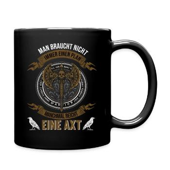 Wikinger Krieger Nordmann Nordische Mythologie Axt - Tasse einfarbig - Schwarz - Rechts