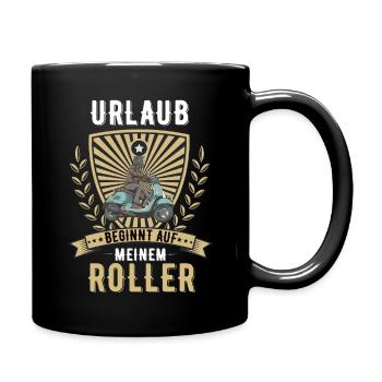Roller Rollerfahrer Scooter Moped Motorroller - Tasse einfarbig - Schwarz - Rechts