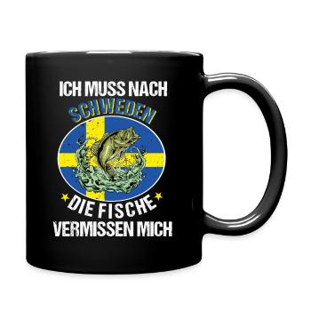 Ich Muss nach Schweden Angeln Angler Fischen Fisch - Tasse einfarbig - Schwarz - Rechts