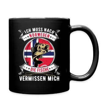 Ich muss nach Norwegen Angeln Angler Fischen Fisch - Tasse einfarbig - Schwarz - Rechts