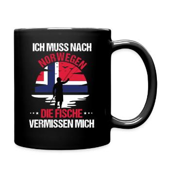 Ich muss nach Norwegen Angeln Angler Fischen Fisch - Tasse einfarbig - Schwarz - Rechts