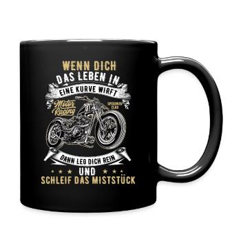 Motorrad Biker Motorradfahrer bike Rocker Rentner - Tasse einfarbig - Schwarz - Rechts