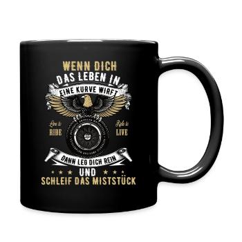 Motorrad Biker Motorradfahrer bike Rocker Rentner - Tasse einfarbig - Schwarz - Rechts