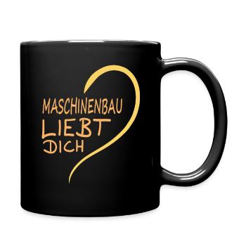 Liebe lieben Herz Maschinenbau - Tasse einfarbig - Schwarz - Rechts