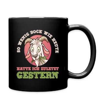 So wenig Bock / Null Bock / Keine Lust - Tasse einfarbig - Schwarz - Rechts