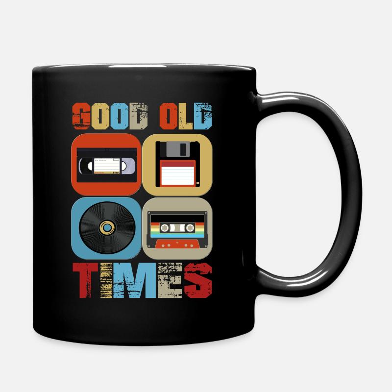 bon vieux temps - vhs rétro, vinyle, disquette - Mug uni - noir