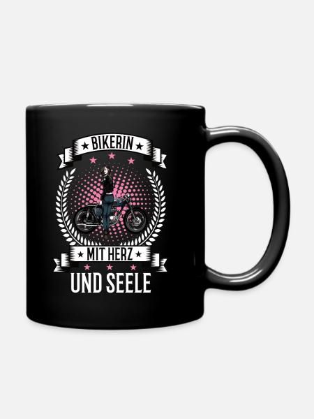 Bikerin Motorradfahrerin Bike Bikes Frau Bikergirl - Tasse einfarbig - Schwarz