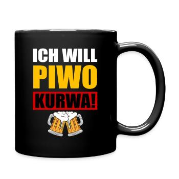 Ich will piwo kurwa - Party Feier polnisch pole - Tasse einfarbig - Schwarz - Rechts