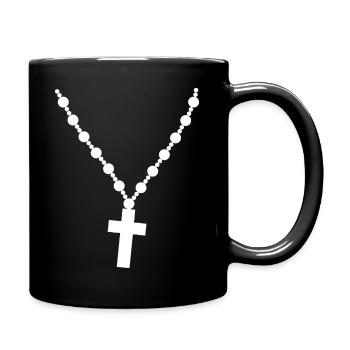 Pendant with a Christian cross, faith in god - Full Colour Mug - black - Right
