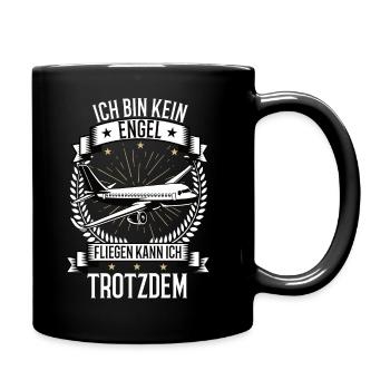 Ich bin kein Engel Flugzeug Flug Pilot Piloten - Tasse einfarbig - Schwarz - Rechts