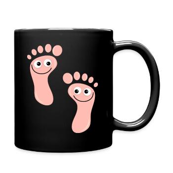 Happy Pink Feet - Full Colour Mug - black - Right