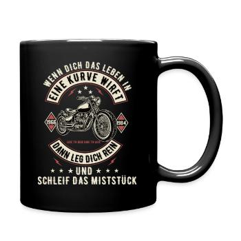 Motorrad Biker Motorradfahrer bike Rocker Rentner - Tasse einfarbig - Schwarz - Rechts